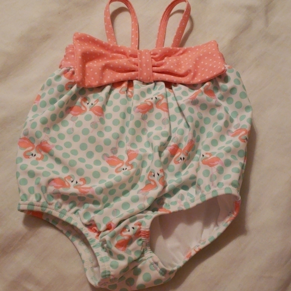 Adorable Flamingo Polka Dot Swimsuit - Picture 8 of 9
